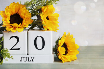 July 20 Calendar Blocks with Beautiful Sunflowers