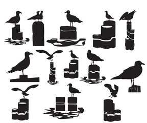 Print Seagull On Wooden Piling Post EPS, Seagull, Beach Vacation EPS, Seagull EPS Bundle, Beach Themed Cutting, Seagull, Seagull Clipart
