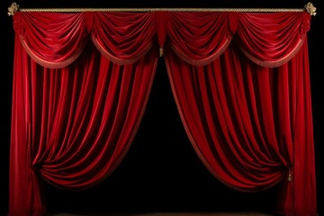 Grand Theater red velvet curtain. Culture art. Generate Ai