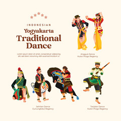 Fototapeta premium Isolated Indonesian culture Yogyakarta Dance illustration cell shaded style