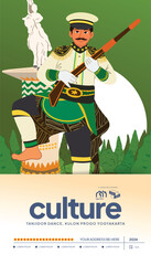 Tanjidor dance Flat design layout idea for tourism event Indonesian culture