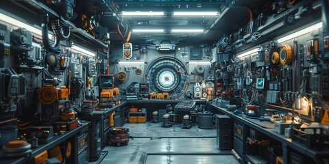 Fototapeta premium Advanced Robotics Assembly Line, generative ai