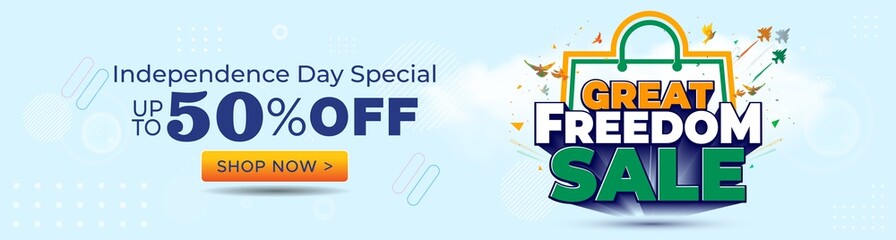 Holiday of India independence Day special freedom sale upto 50% off concept. © New concept & ideas