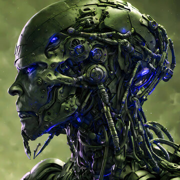 Abstract futuristic dark cyborg background