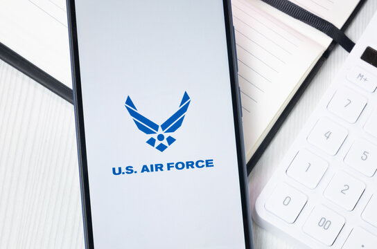 New York, USA - 30 June 2024: US Air Force Logo or Icon on Phone Screen