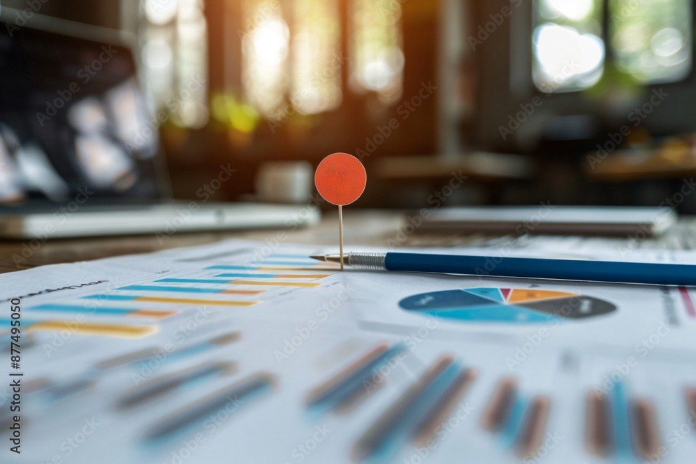 Aufkleber analyzing business data with charts and graphs in a modern office