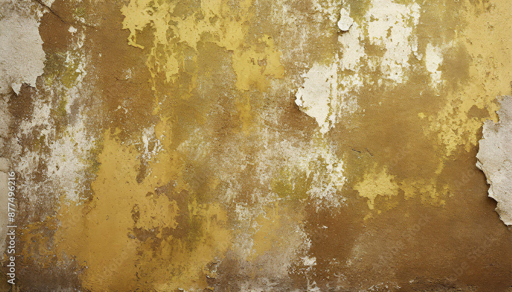 Poster old weathered concrete wall with peeling paint with different colors on each layer textured backgrou