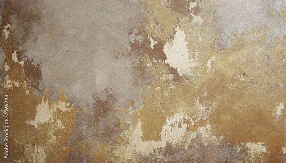 Poster old weathered concrete wall with peeling paint with different colors on each layer textured backgrou