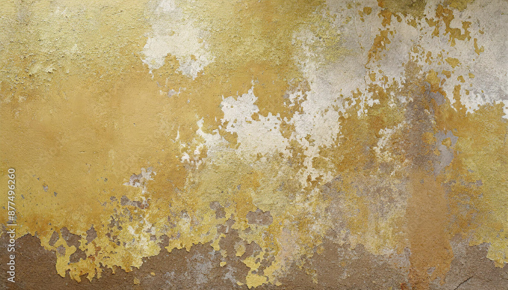 Poster old weathered concrete wall with peeling paint with different colors on each layer textured backgrou