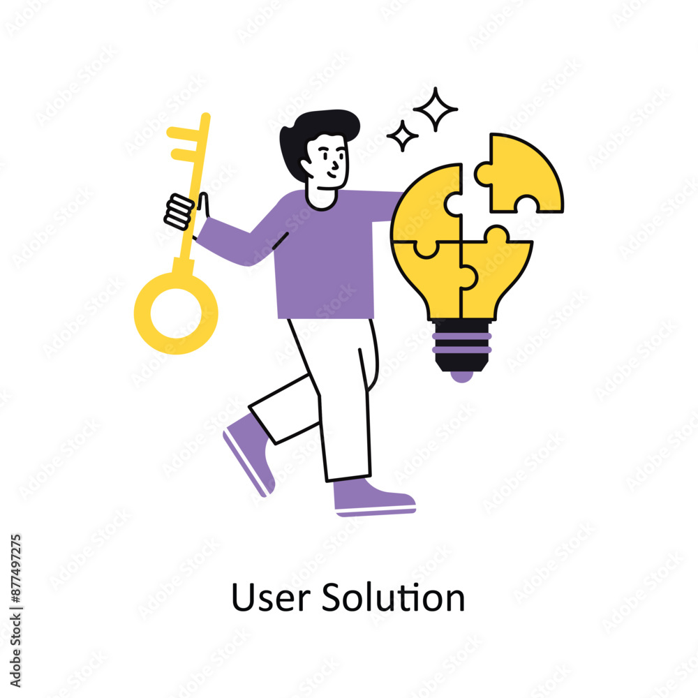Poster user solution vector flat design illustration. symbol on white background eps 10 file