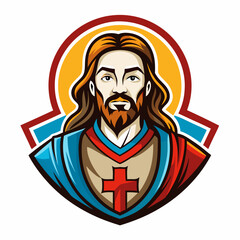 church logo with jesus vector design 