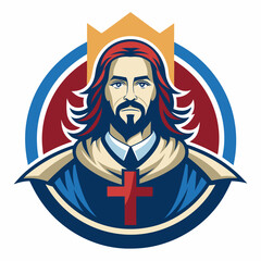 church logo with jesus vector design 