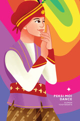 Cell shaded detailed hand drawn illustration of Indonesian Yogyakarta traditional Dancer