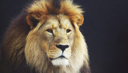 Fototapeta premium Lion king isolated on black