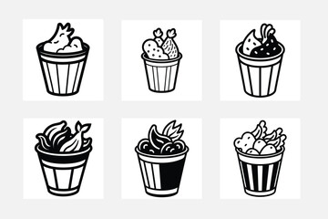 Chicken wing simple illustration silhouette set