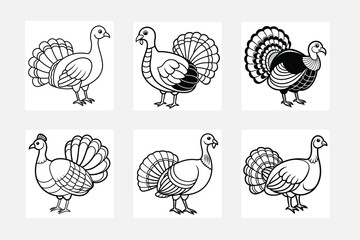 Turkey simple illustration silhouette set