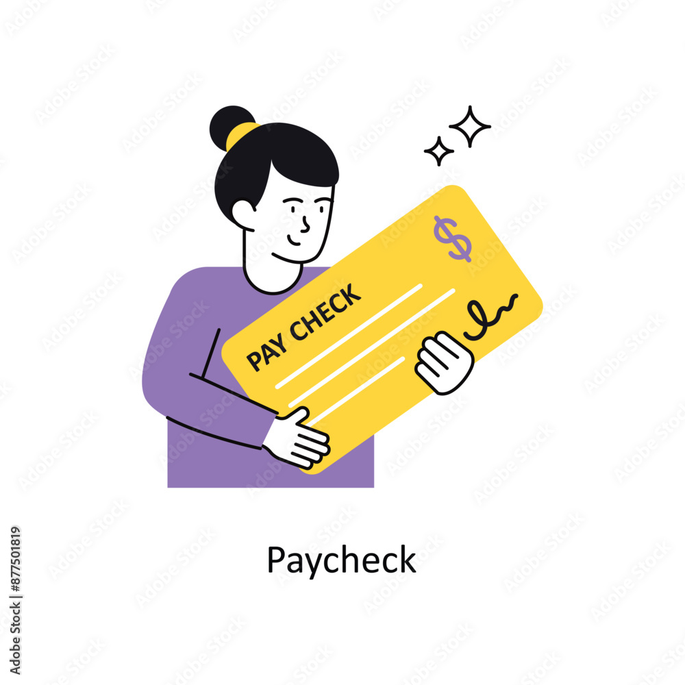 Poster paycheck vector flat design illustration. symbol on white background eps 10 file