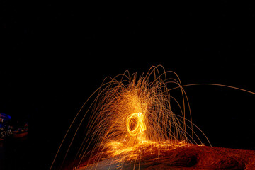 burning steel wool 