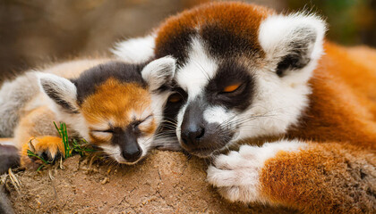 Obraz premium Lemur looking, Ring-tailed lemur Lemur catta wild portrait