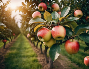 Sweet and appetising apples in a sunny orchard, Słodkie i apetyczne jabłka w słonecznym sadzie