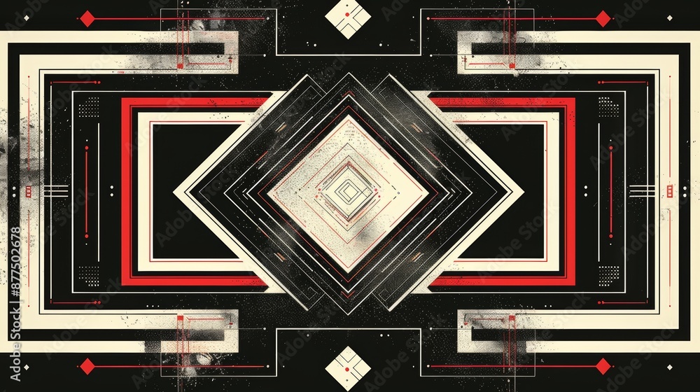 Poster geometric greeting card frame, various geometric shapes like squares, rectangles, and diamonds creat