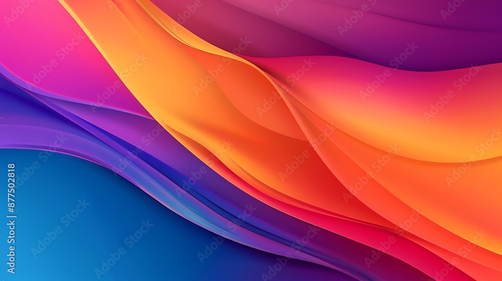 Poster create a vibrant, gradient background with smooth transitions of colors, featuring a prominent abstr