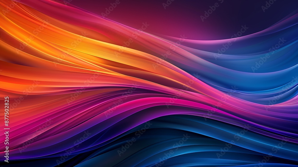Poster create a vibrant, gradient background with smooth transitions of colors, featuring a prominent abstr