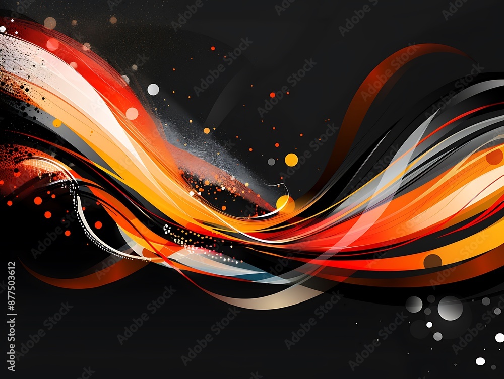 Poster illustrate a vibrant, energetic background with bold, dynamic patterns and ample copy space for text
