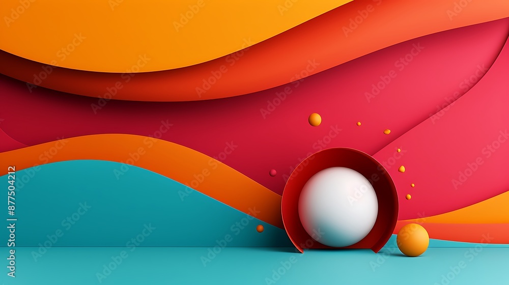 Poster create a bright, cheerful background with playful, overlapping shapes and a vibrant color scheme, le