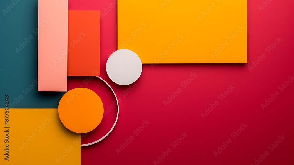 Aufkleber create a bright, cheerful background with playful, overlapping shapes and a vibrant color scheme, le