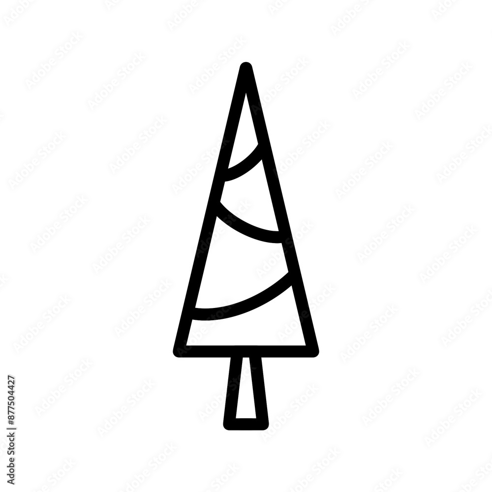Poster Christmas tree line icon with simple and modern design