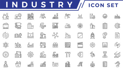 Industry icon set. Factory, manufacturing symbol. Vector illustration