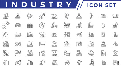 Fototapeta premium Industry icon set. Factory, manufacturing symbol. Vector illustration