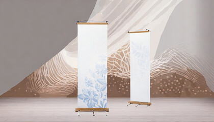 Roll up Banner Mock up with grey color background.
