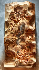 Elegant Wooden Blocks Business Chart on Polished Surface