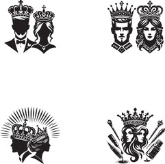 King and Queen Crown Silhouette Vector Illustration