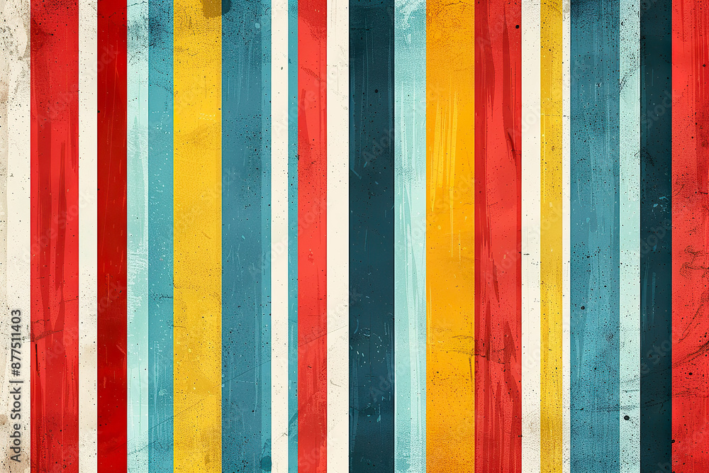 Wall mural A colorful striped background with a blue stripe, generative ai image.