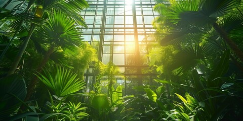 Glass and Metal Atrium in Natural Light, generative ai