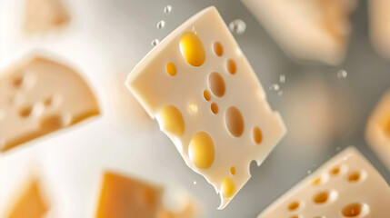 A close up of a piece of cheese with a hole in it