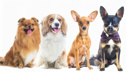 Collage made of different purebred dogs looking against white studio background. Smart, beautiful pets. Concept of animal theme, care, pet friend, vet, doggie lifestyle