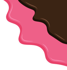 Chocolate and strawberry drops border cartoon. Vector illustration.	