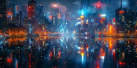Obraz premium Urban Glow, generative ai