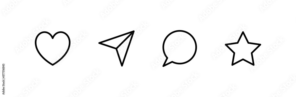 Poster like, comment, share icon set. save or add to favorite icon star symbol . social media notification 