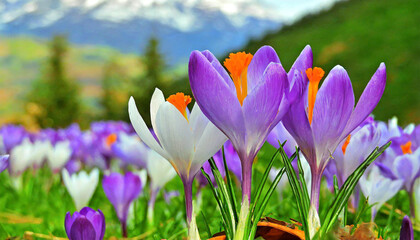 Spring purple crocus flower.