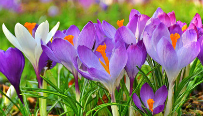 Spring purple crocus flower.