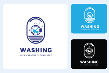 Washing Laundry Logo Design Template