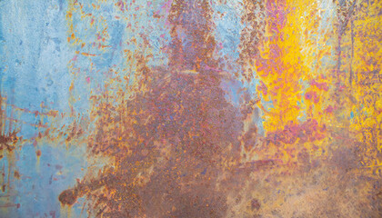 Peeling paint on the rust wall. Empty for design, pattern, cover, overlay texture, background and other, Surface of old steel background.