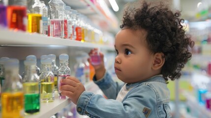 Toddler + Chemicals + Display