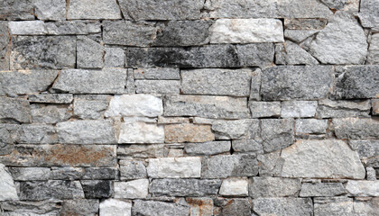 Stone wall texture background - grey stone siding with different sized stones