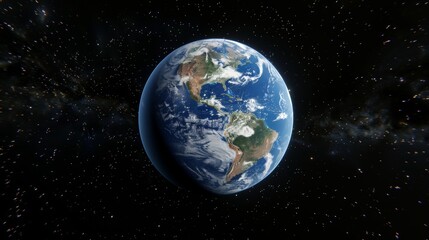 Obraz premium 3d blue earth globe with continent borders in starry space, astronomy background